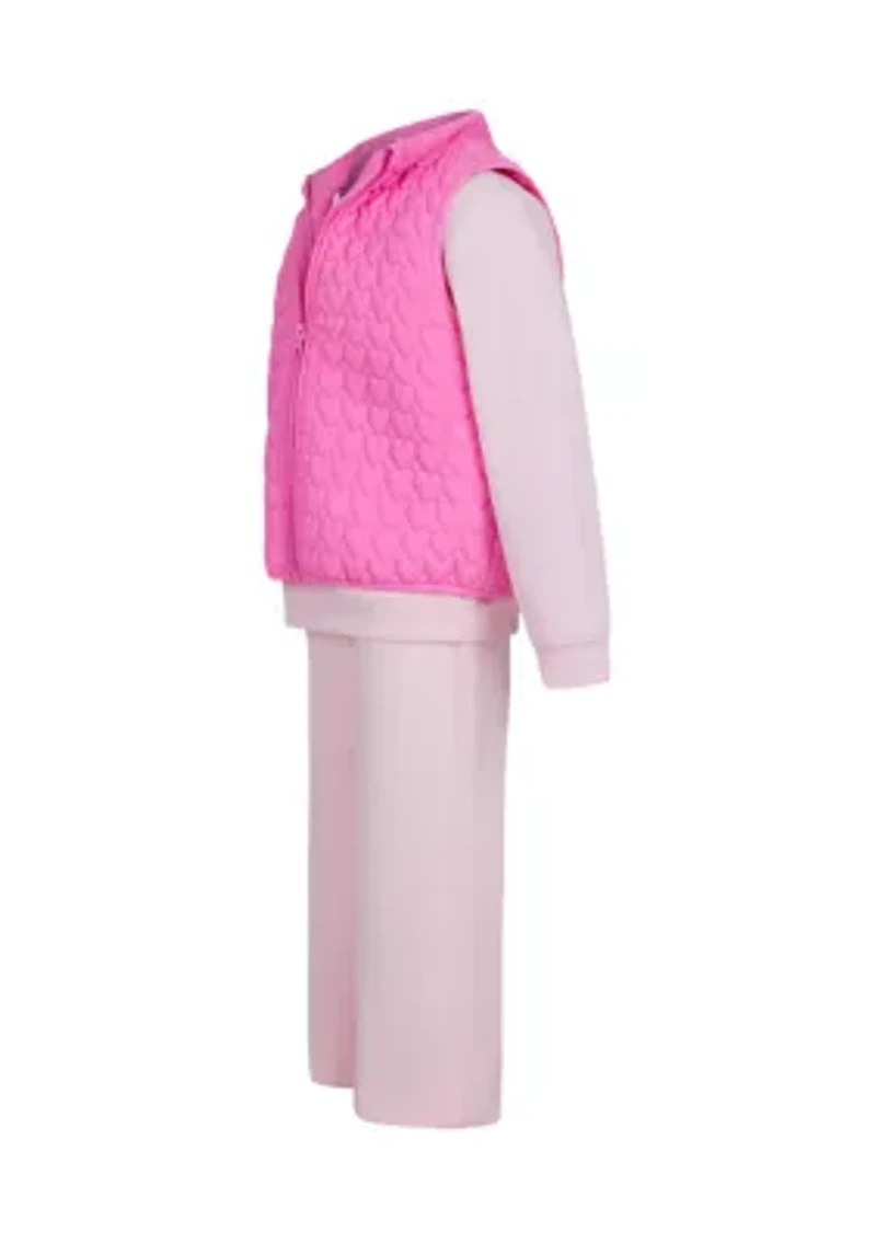 Girls 4-6x 3-Piece Quilted Vest Set