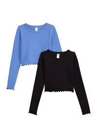 Girls 7-16 Ribbed Lettuce Long Sleeve Shirt