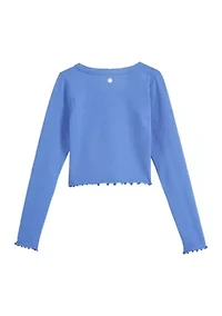 Girls 7-16 Ribbed Lettuce Long Sleeve Shirt