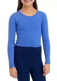 Girls 7-16 Ribbed Lettuce Long Sleeve Shirt