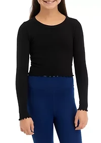Girls 7-16 Ribbed Lettuce Long Sleeve Shirt