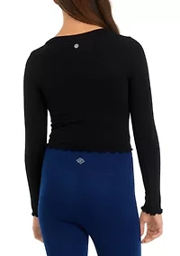 Girls 7-16 Ribbed Lettuce Long Sleeve Shirt