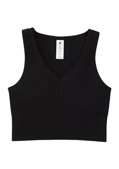 Girls 7-16 Seamless Ribbed V-Neck Cropped Tank Top