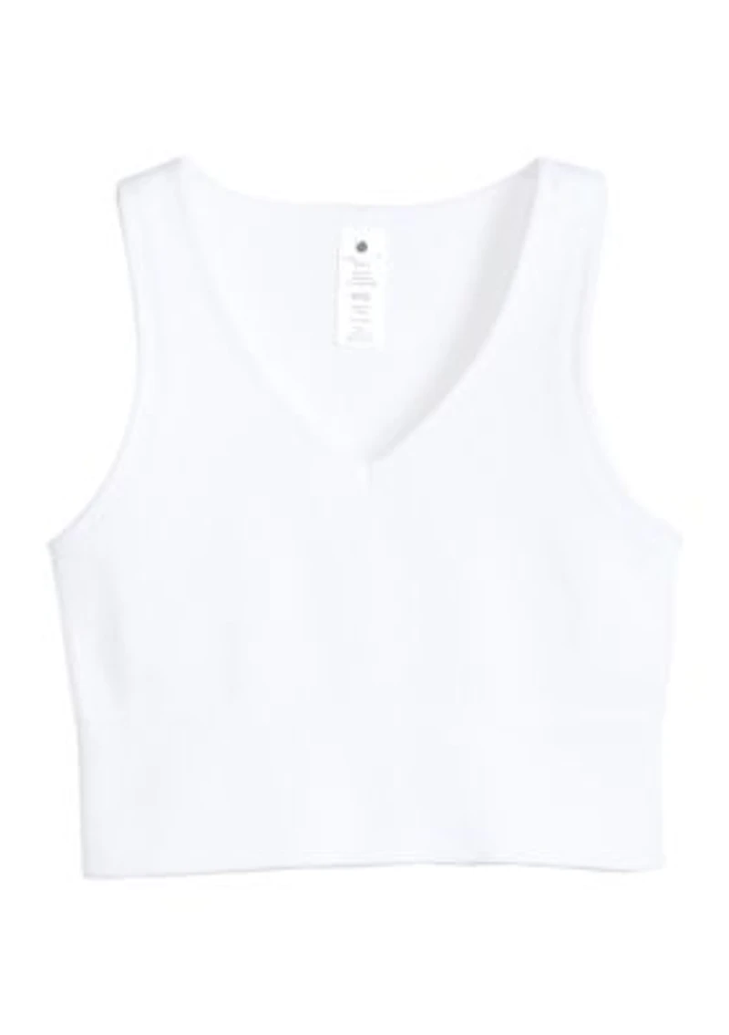 Girls 7-16 Seamless Ribbed V-Neck Cropped Tank Top