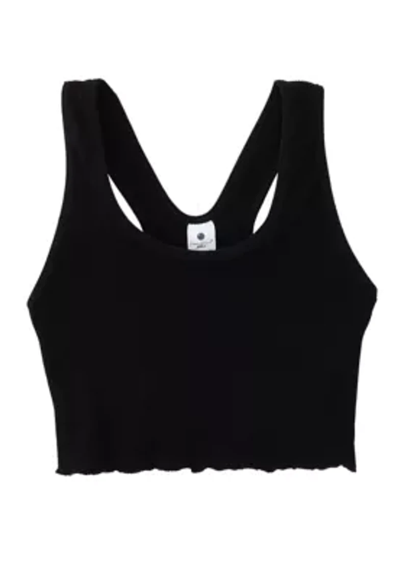 Girls 7-16 Seamless Rib Lettuce Edge Racerback Tank Top
