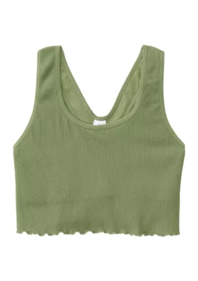 Yogalicious Girls 7-16 Seamless Rib Lettuce Edge Racerback Tank