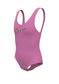 Girls 7-16 Multi Logo U-Back One Piece Swimsuit