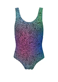 Girls 7-16 Doodle U-Back One Piece Swimsuit