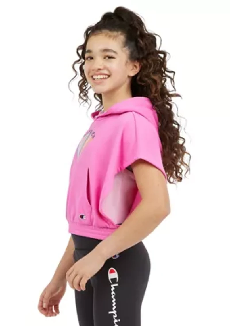 Girls 7-16 Hooded Short Sleeve Graphic Top