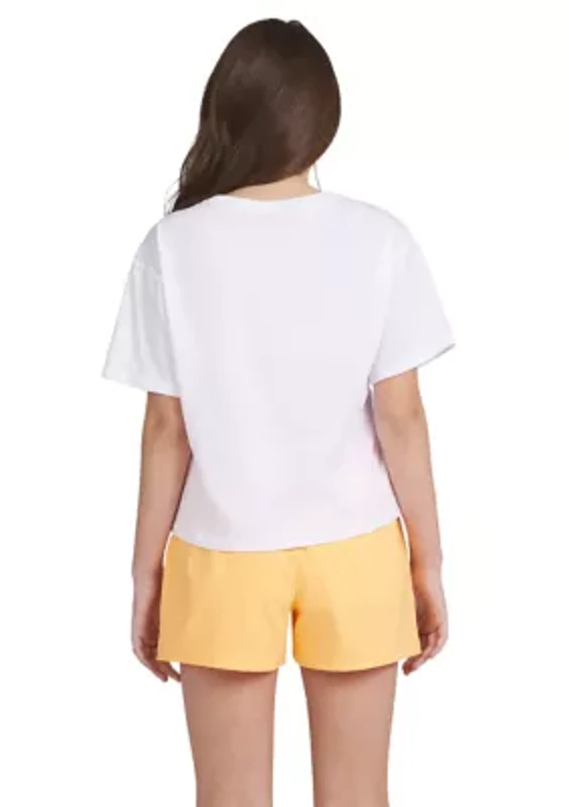 Girls 7-16 Short Sleeve Rainbow Script Meet and Greet Graphic T-Shirt