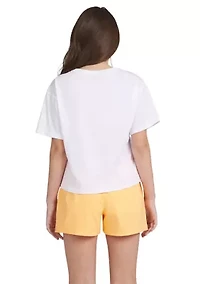 Girls 7-16 Short Sleeve Rainbow Script Meet and Greet Graphic T-Shirt