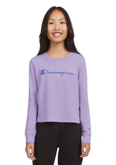 Girls 7-16 Meet & Greet Long Sleeve Script Graphic T-Shirt