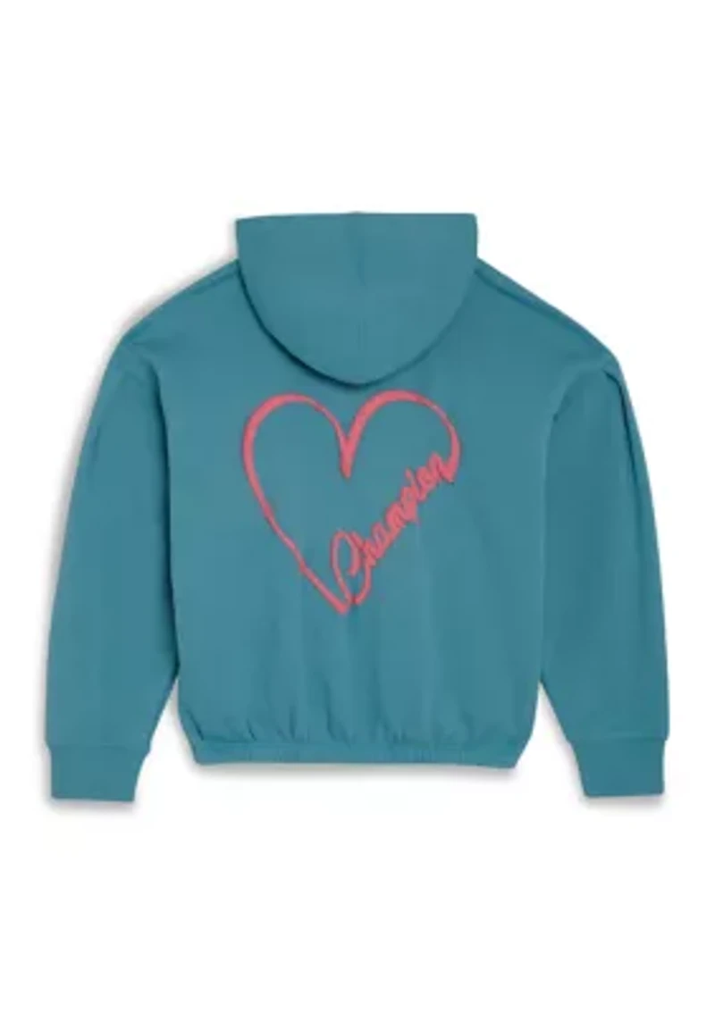 Girls 7-16 Heart Zip Hoodie