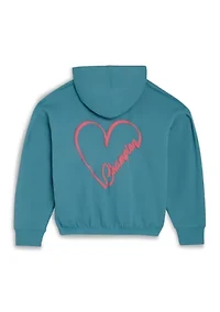 Girls 7-16 Heart Zip Hoodie