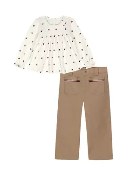 Girls 4-6x Hear Flag Top with WIde Leg Pants