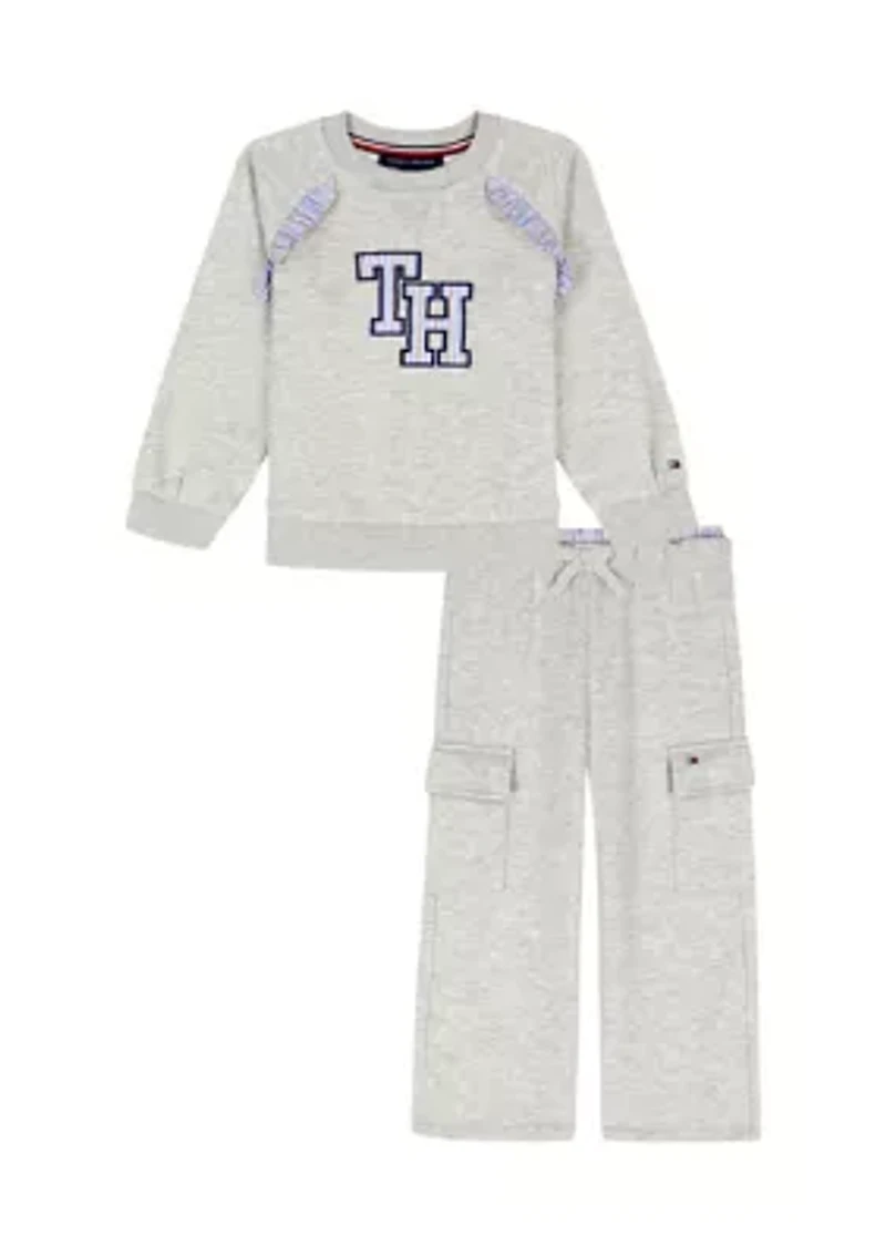 Girls 4-6x Fleece Cargo Pants and Sweatshirt Set