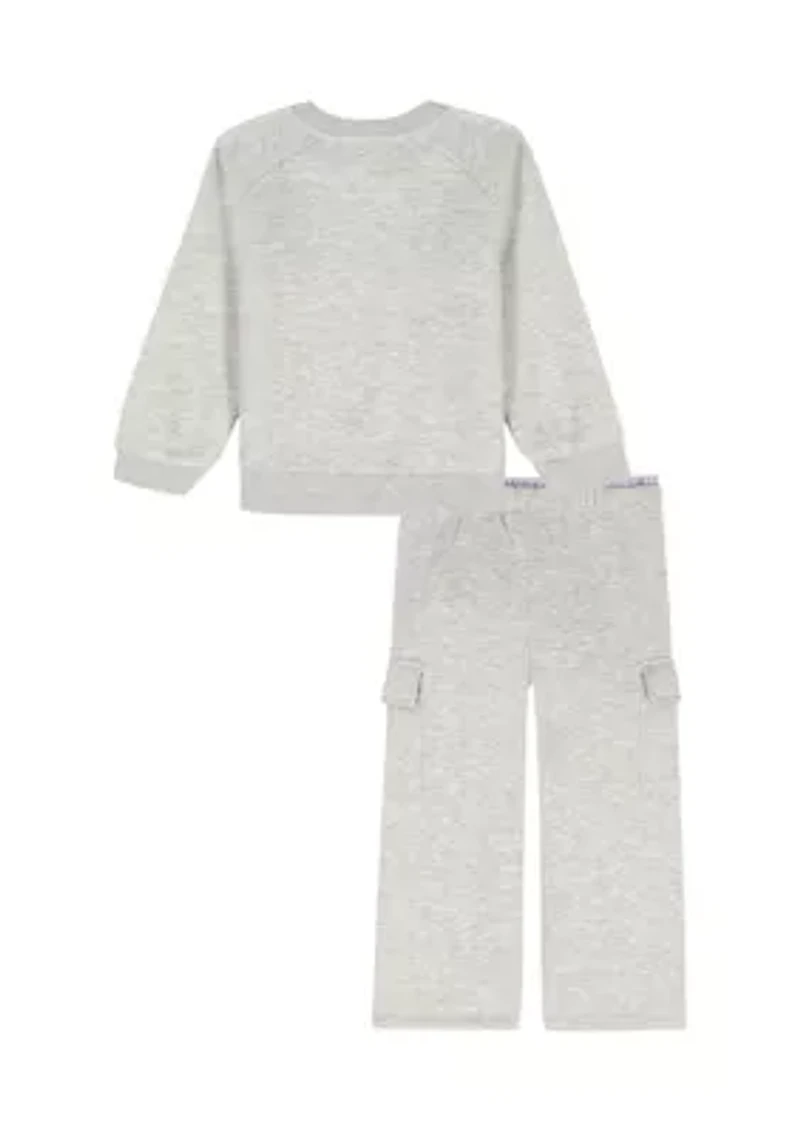 Girls 4-6x Fleece Cargo Pants and Sweatshirt Set