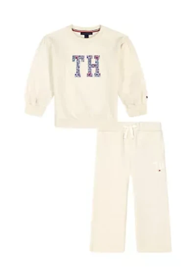 Girls 4-6x Flower Applique Fleece Set
