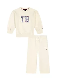 Girls 4-6x Flower Applique Fleece Set