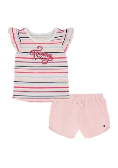 Girls 7-16 Shorts and Graphic Top Set