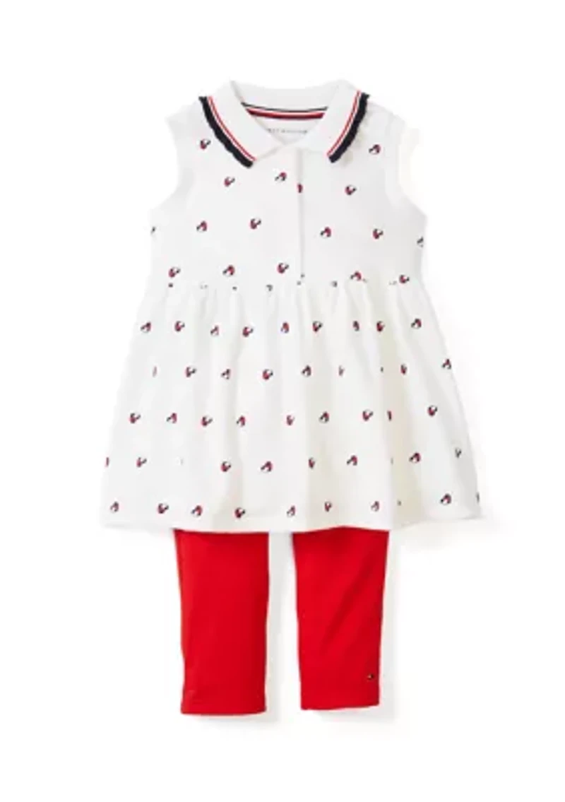 Girls 4-6x Heart Flag Printed Top and Leggings Set