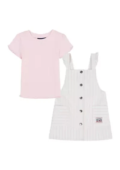Girls 4-6x 2 Piece Striped Denim Skirtall Set