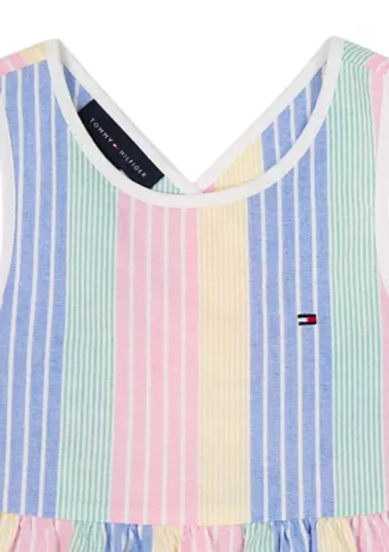 Girls 4-6  Striped Peplum Top and Pink Leggings Set