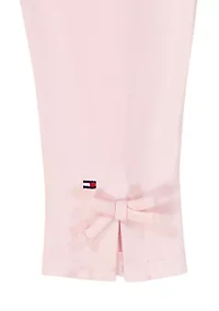 Girls 4-6  Striped Peplum Top and Pink Leggings Set