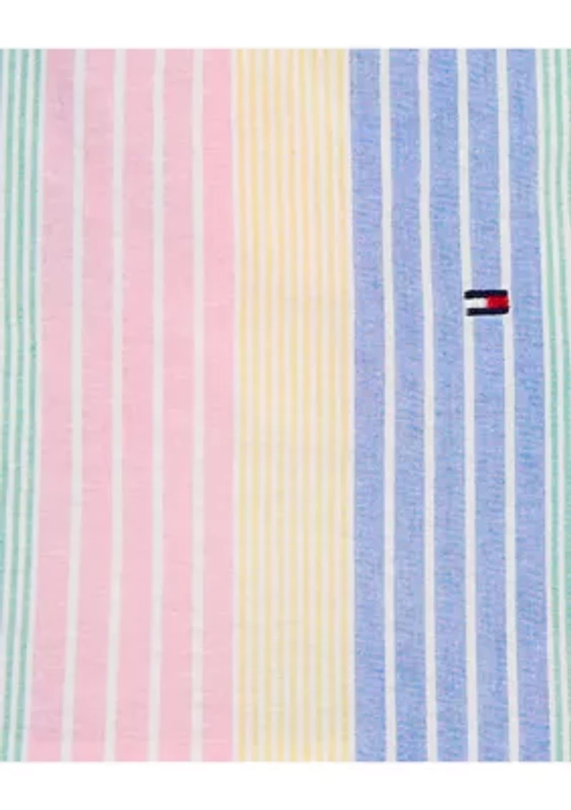 Girls 4-6  Striped Peplum Top and Pink Leggings Set