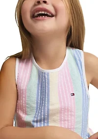 Girls 4-6  Striped Peplum Top and Pink Leggings Set