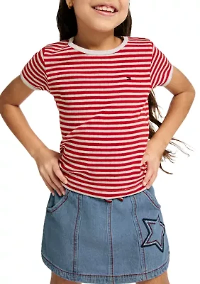 Girls 7-16 Striped Shirt and Star Skort Set