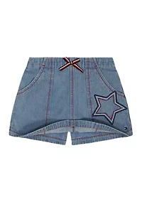 Girls 7-16 Striped Shirt and Star Skort Set