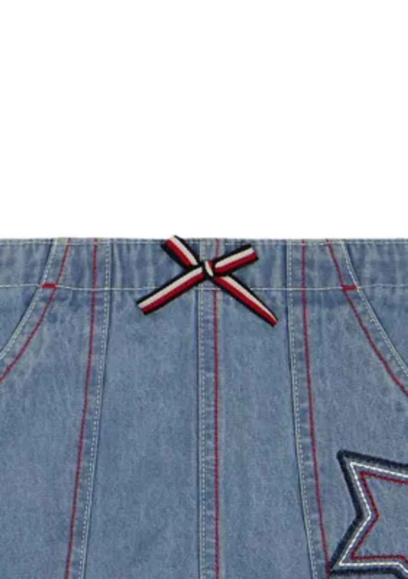 Girls 7-16 Striped Shirt and Star Skort Set