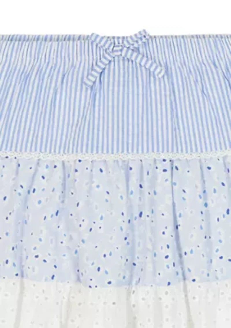 Girls 4-6x Pointelle Top and Mixed Skort Set