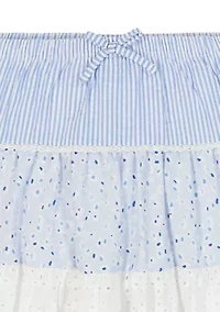 Girls 4-6x Pointelle Top and Mixed Skort Set