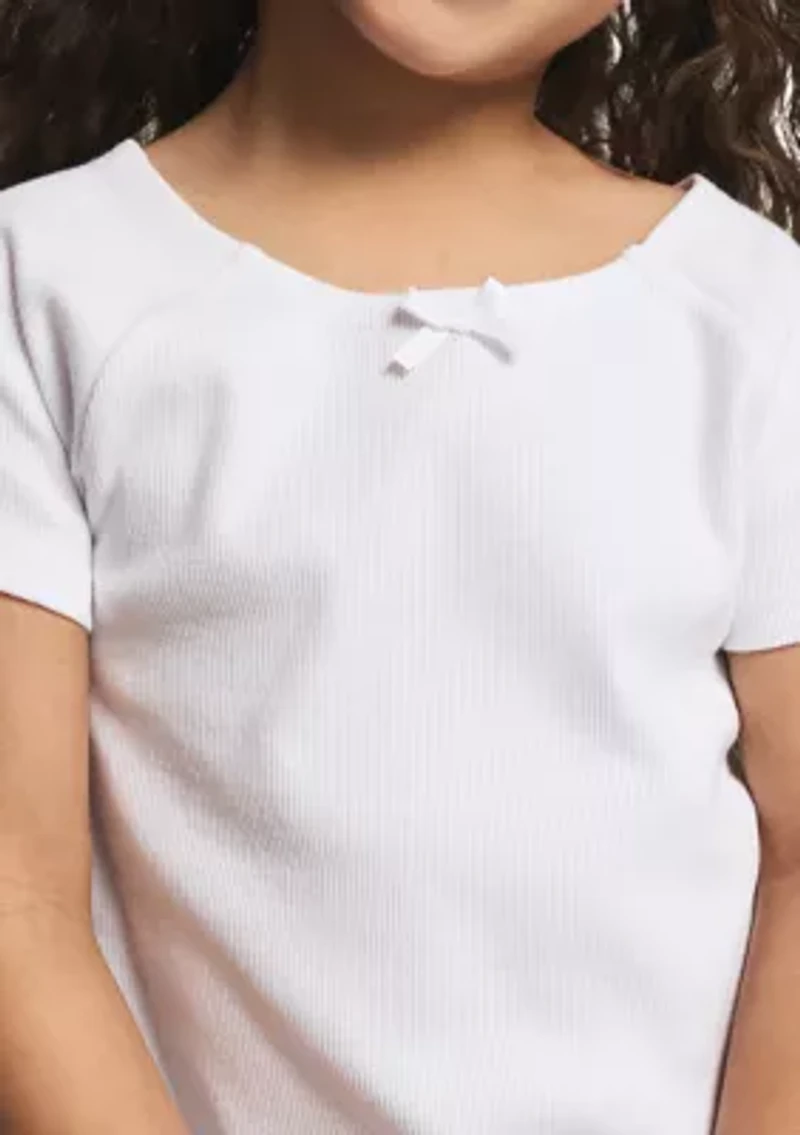 Girls 4-6x Pointelle Top and Mixed Skort Set