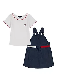 Girls 4-6x Shirt and Denim Skirtall Set
