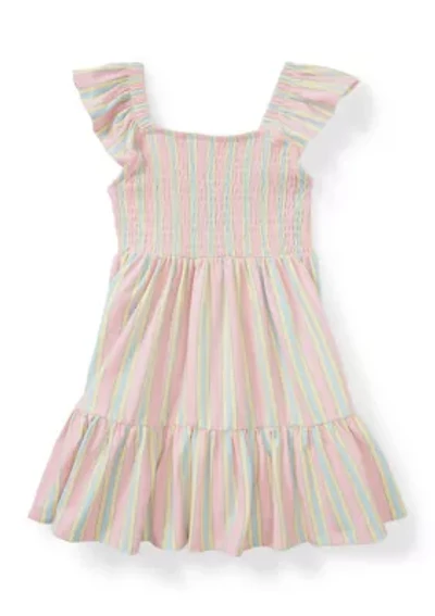 Girls 4-6 Striped Flutter Sleeve Smocked Dress