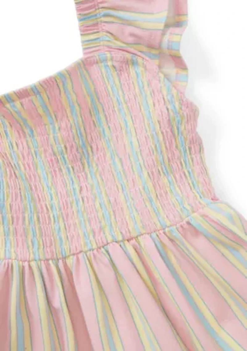 Girls 4-6 Striped Flutter Sleeve Smocked Dress