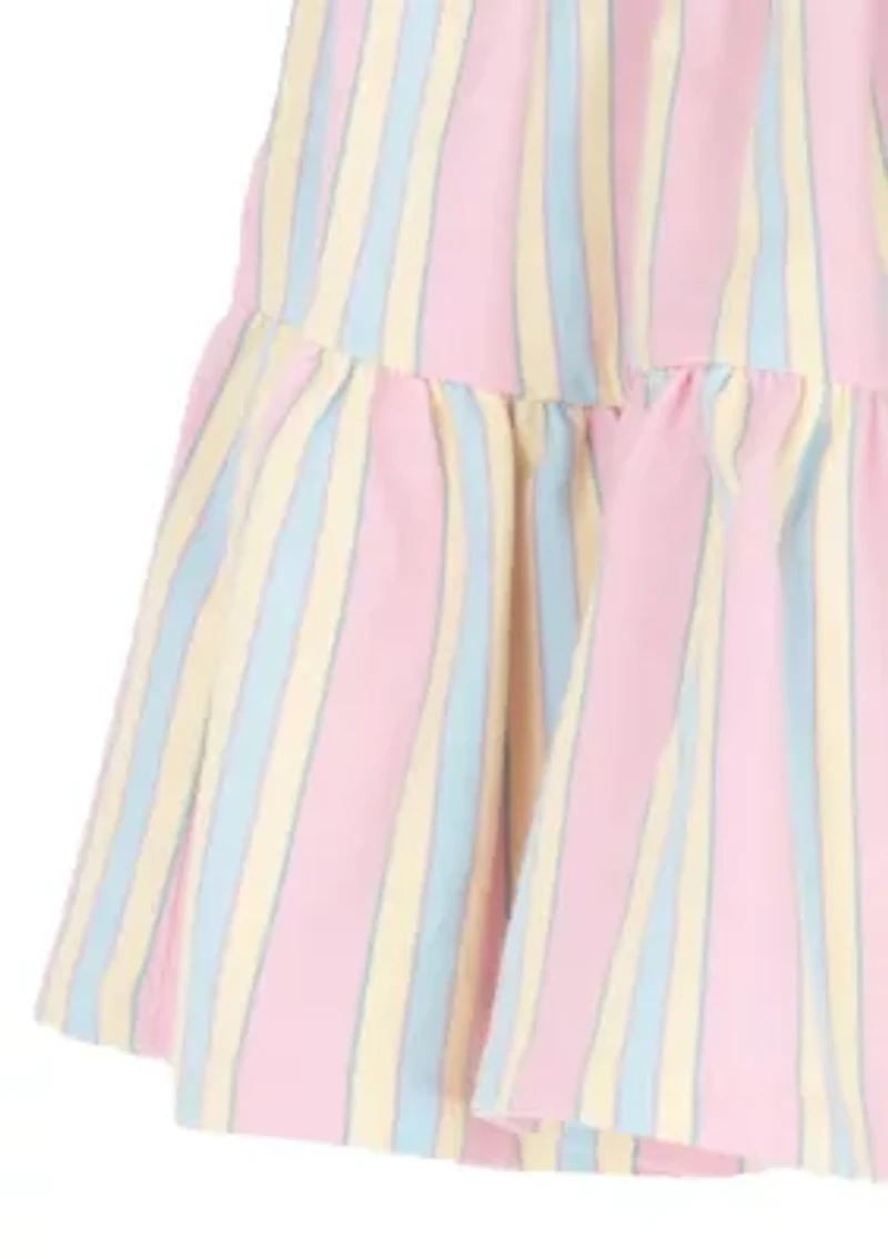 Girls 4-6 Striped Flutter Sleeve Smocked Dress