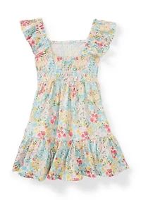 Girls 4-6 Floral Flutter Sleeve Smocked Dress