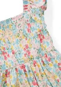 Girls 4-6 Floral Flutter Sleeve Smocked Dress