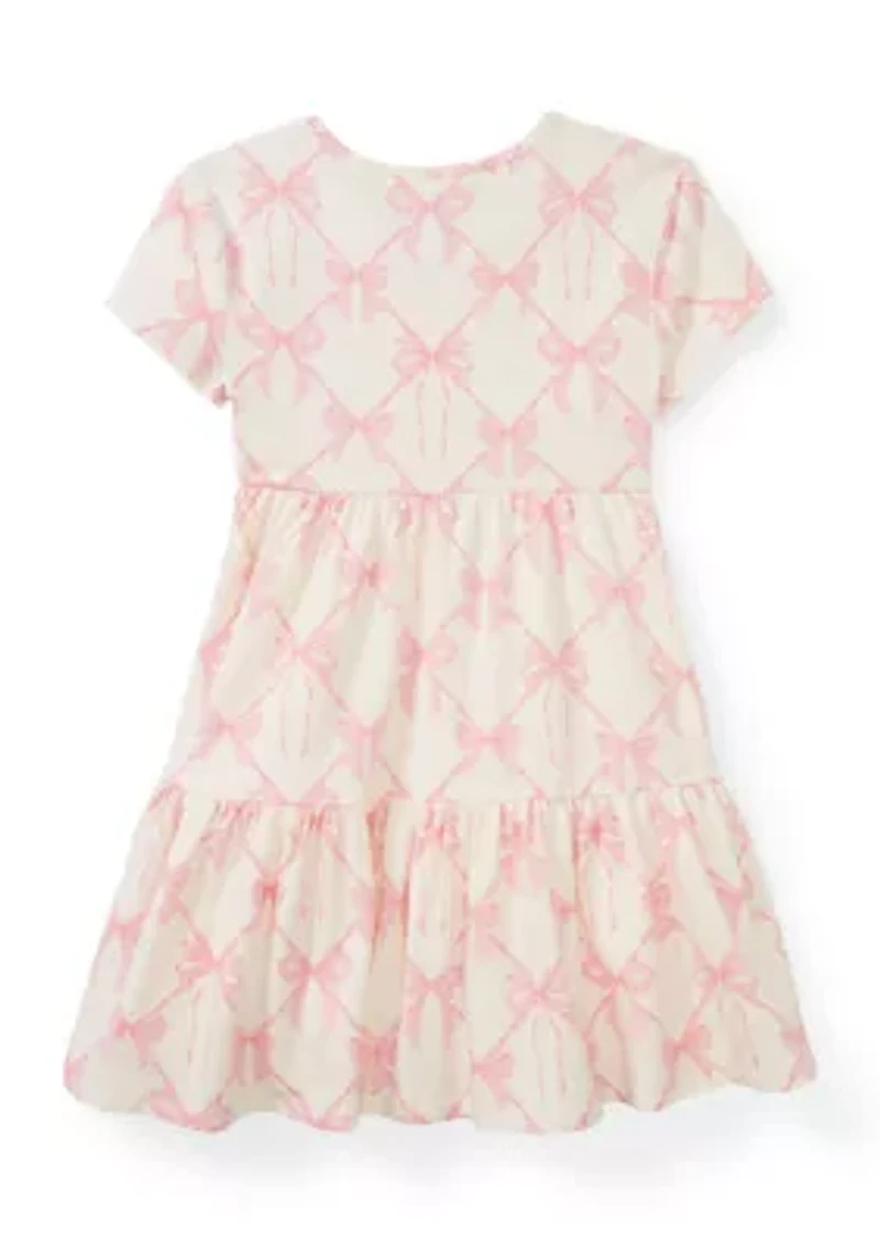 Girls 4-6 Printed Bow Tiered Dress
