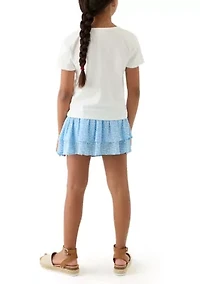 Girls 7-16 Strawberry Graphic T-Shirt and Floral Skort Set
