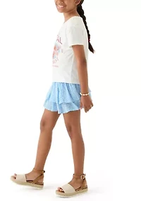 Girls 7-16 Strawberry Graphic T-Shirt and Floral Skort Set