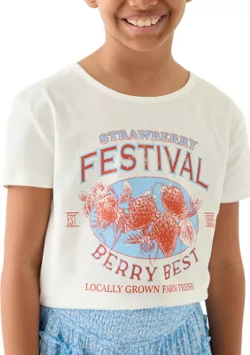 Girls 7-16 Strawberry Graphic T-Shirt and Floral Skort Set