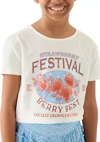 Girls 7-16 Strawberry Graphic T-Shirt and Floral Skort Set