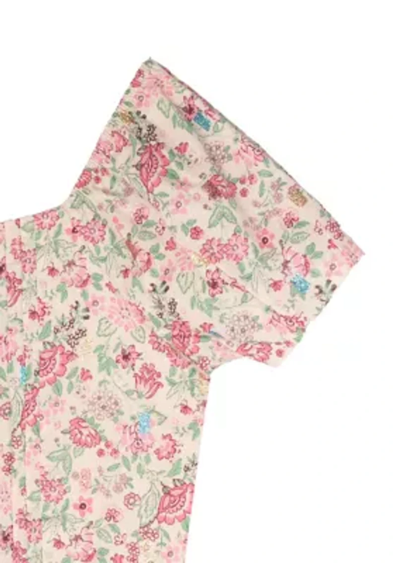 Girls 7-16 Floral Smocked Top and Skort Set