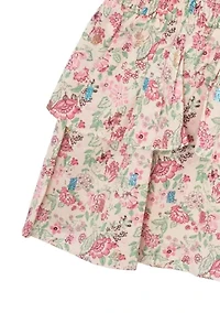 Girls 7-16 Floral Smocked Top and Skort Set