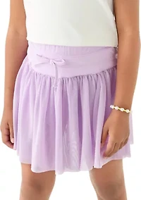 Girls 7-16 V-Neck T-Shirt and Mesh Skort Set